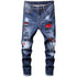 Stylish Straight Pants With Embroidery Mid Waist Men's Jeans